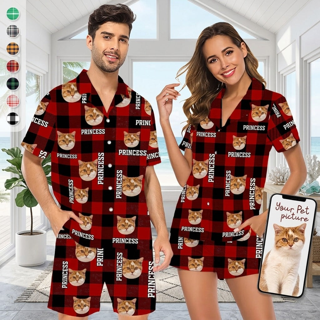 Custom Photo Name Dog Cat Short Pajamas