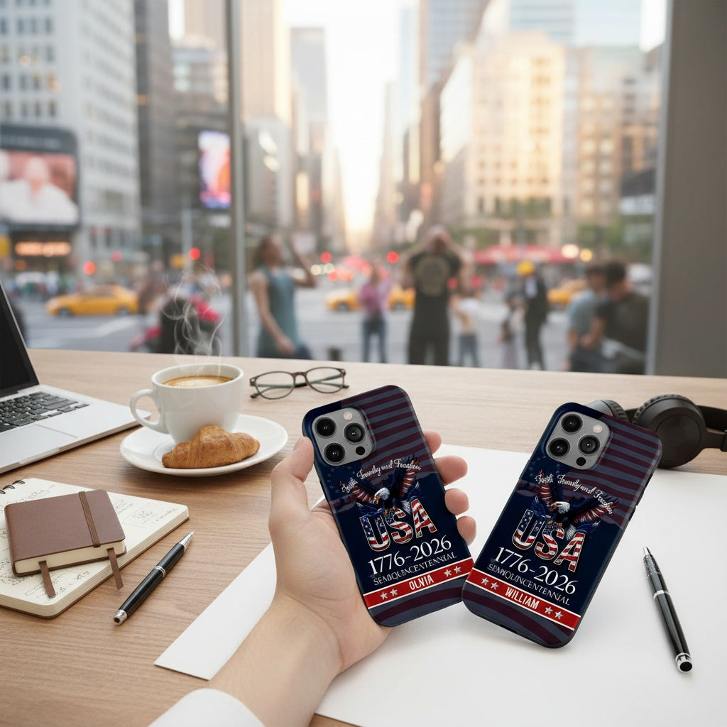 Custom Name Faith, Family & Freedom 250 Years Patriotic Phone Case