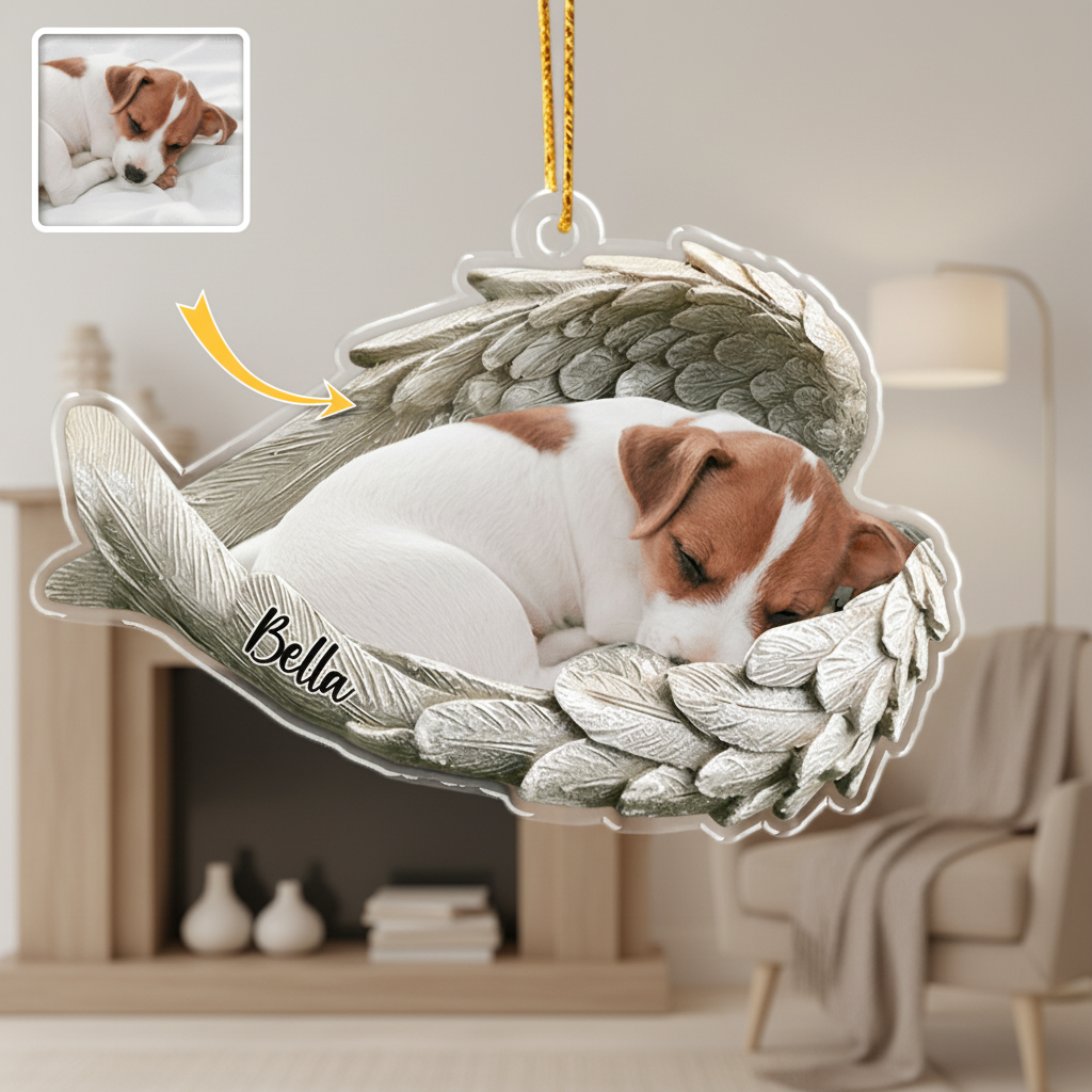 Custom Photo Pet Within Angel Wings Memorial Dog Cat Acrylic