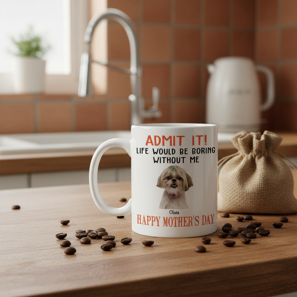 Happy Mother's Day Admit It! Life Would Be Boring Without Me Dog Cat Mug