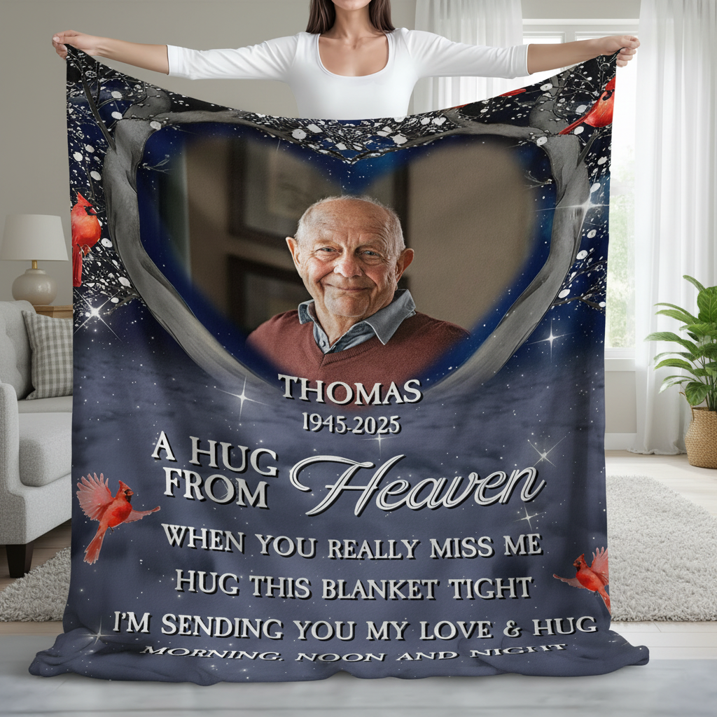 Personalized A Hug From Heaven Custom Photo Memorial  Blanke