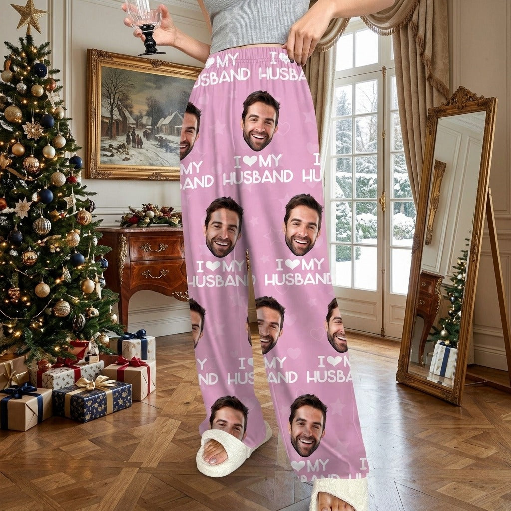 Custom Photo I Love My Girlfriend Boyfriend Pajamas Valentines Gift For Him Her Husband Wife
