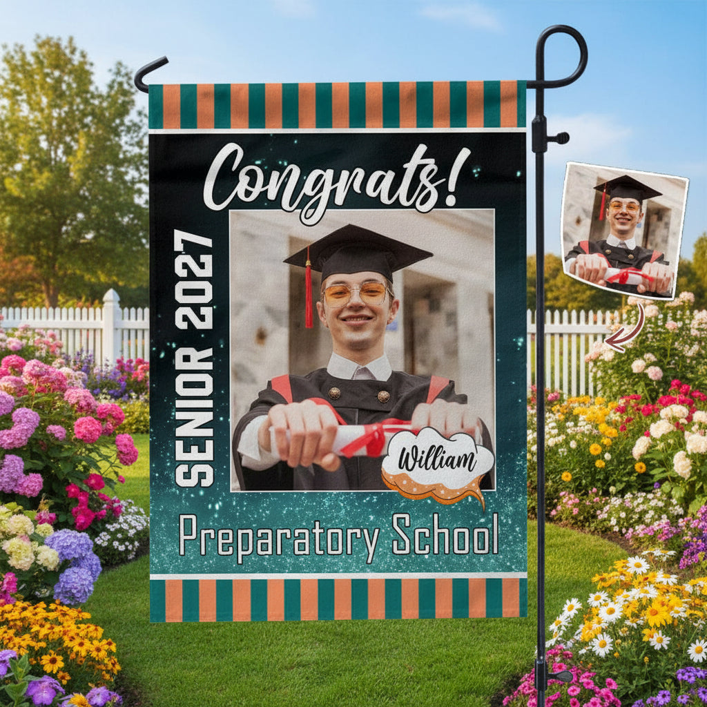 Custom Photo Congrats Graduation Garden Flag TA29