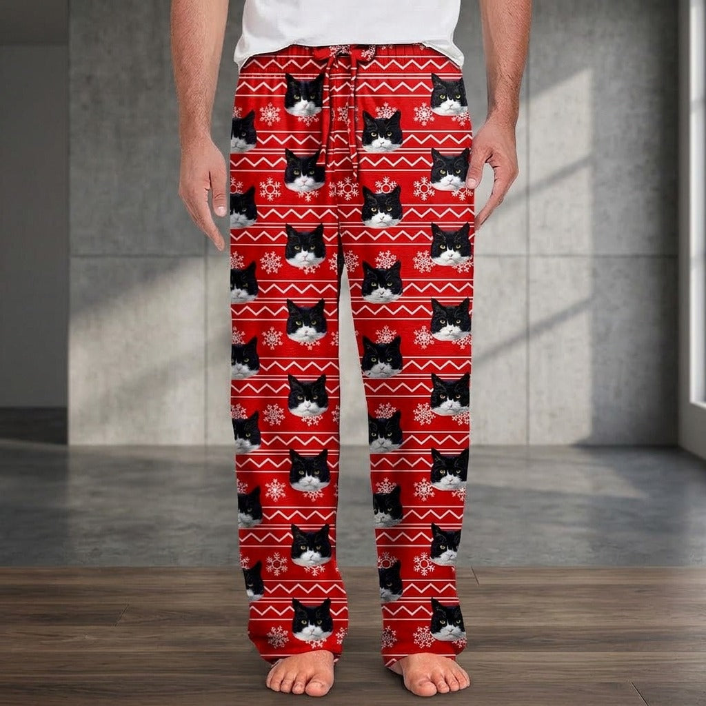 Custom Photo With Christmas Pattern Dog Cat Man's Pants