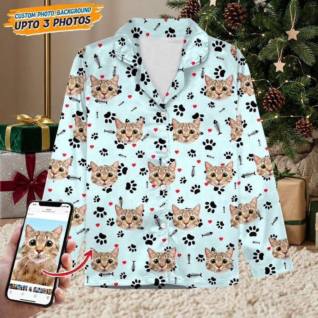 Custom Cat Photo With Icon Decoration Pajamas