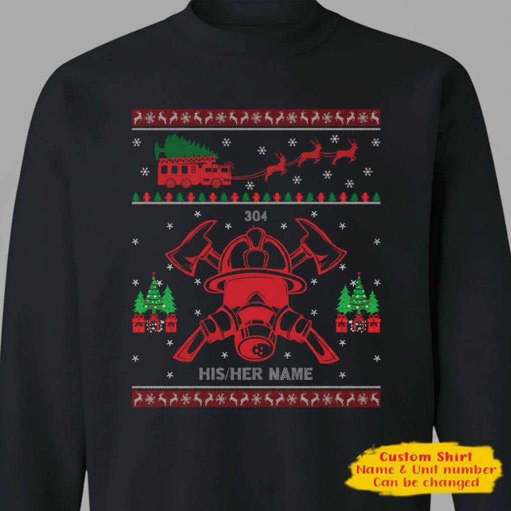 Firefighter Ugly Christmas Sweatshirt, Custom Sweatshirt NA2