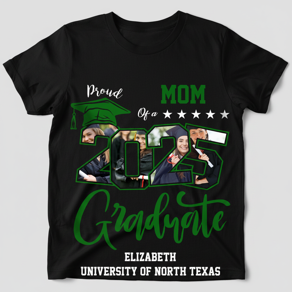 Custom Photo Proud Family Of A Graduate Graduation Dark Shir