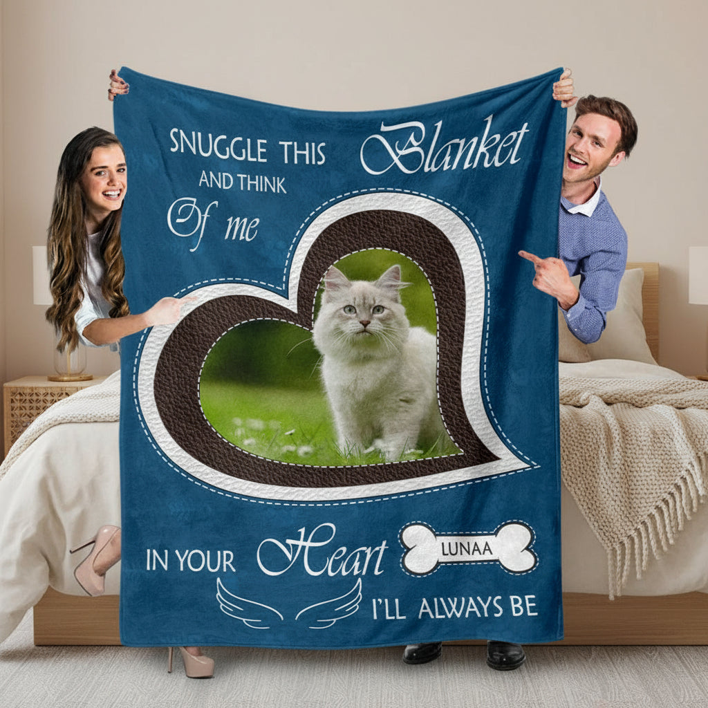 Custom Dog Cat Photo Snuggle This Blanket And Think Of Me Me