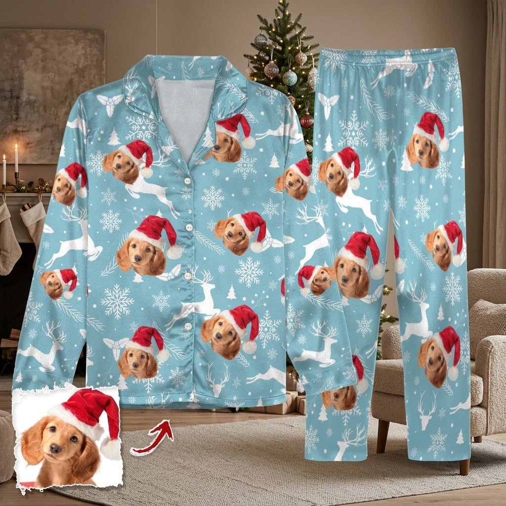 Custom Dog Photo Christmas Pajamas