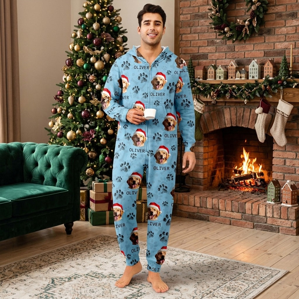 Custom Photo With Dog Cat Paw Onesie Pajamas For Dog Lovers