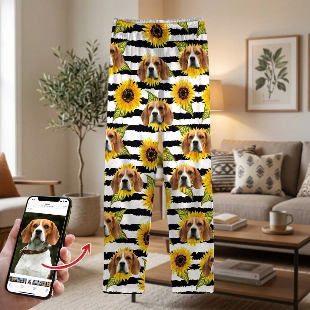Custom Photo With Sunflower Pattern Dog Cat Pajamas T368