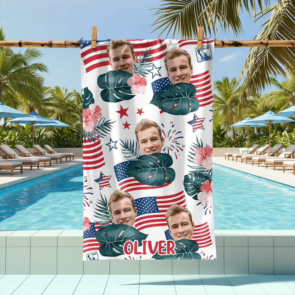 Custom Independence Day Photo Beach Towel CH07