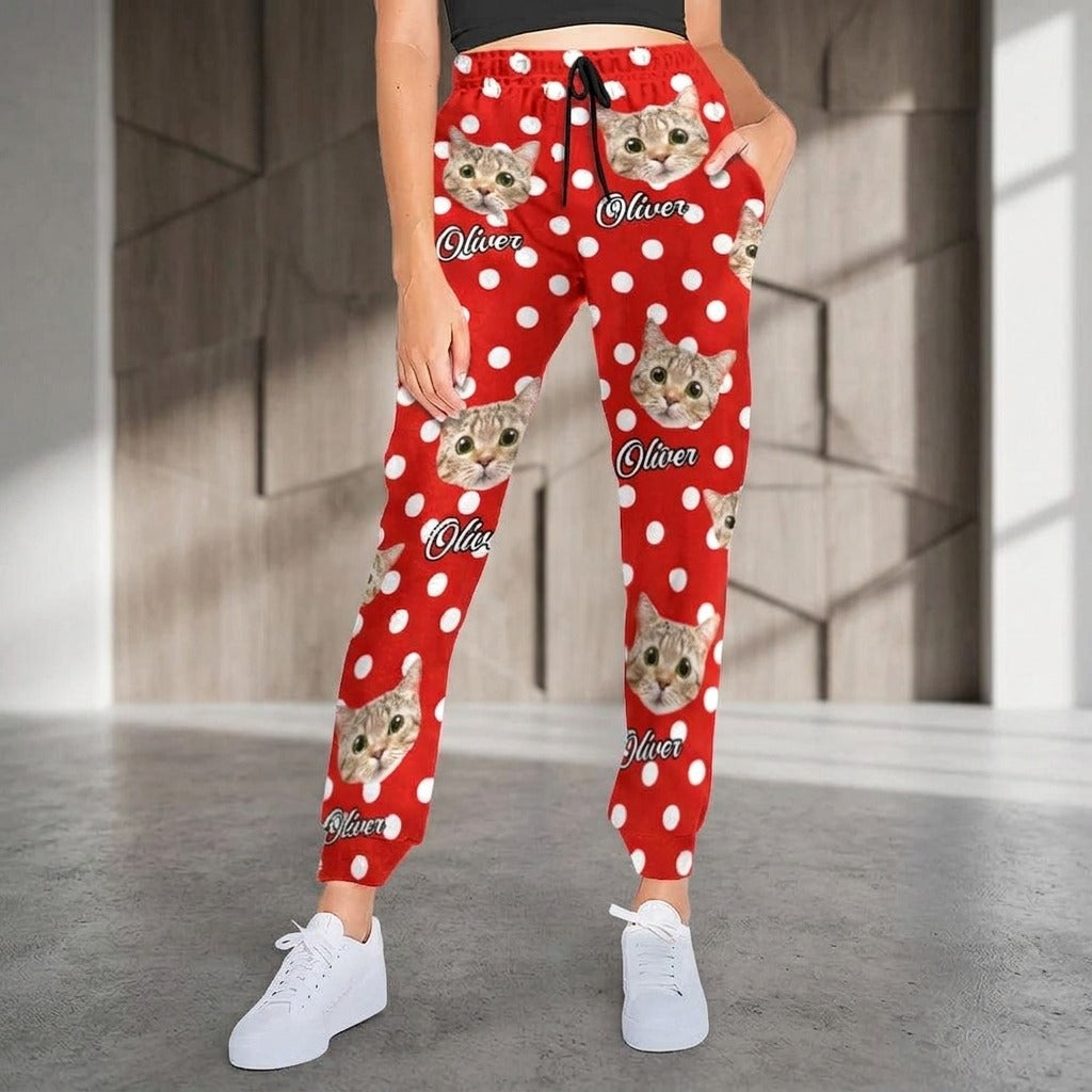 Custom Cat Photo With Colorful Background Sweatpants