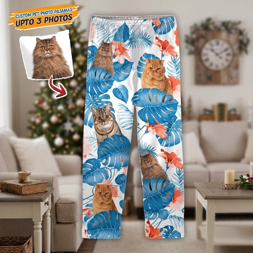Custom Photo Dog and Cat Pajamas Christmas T286