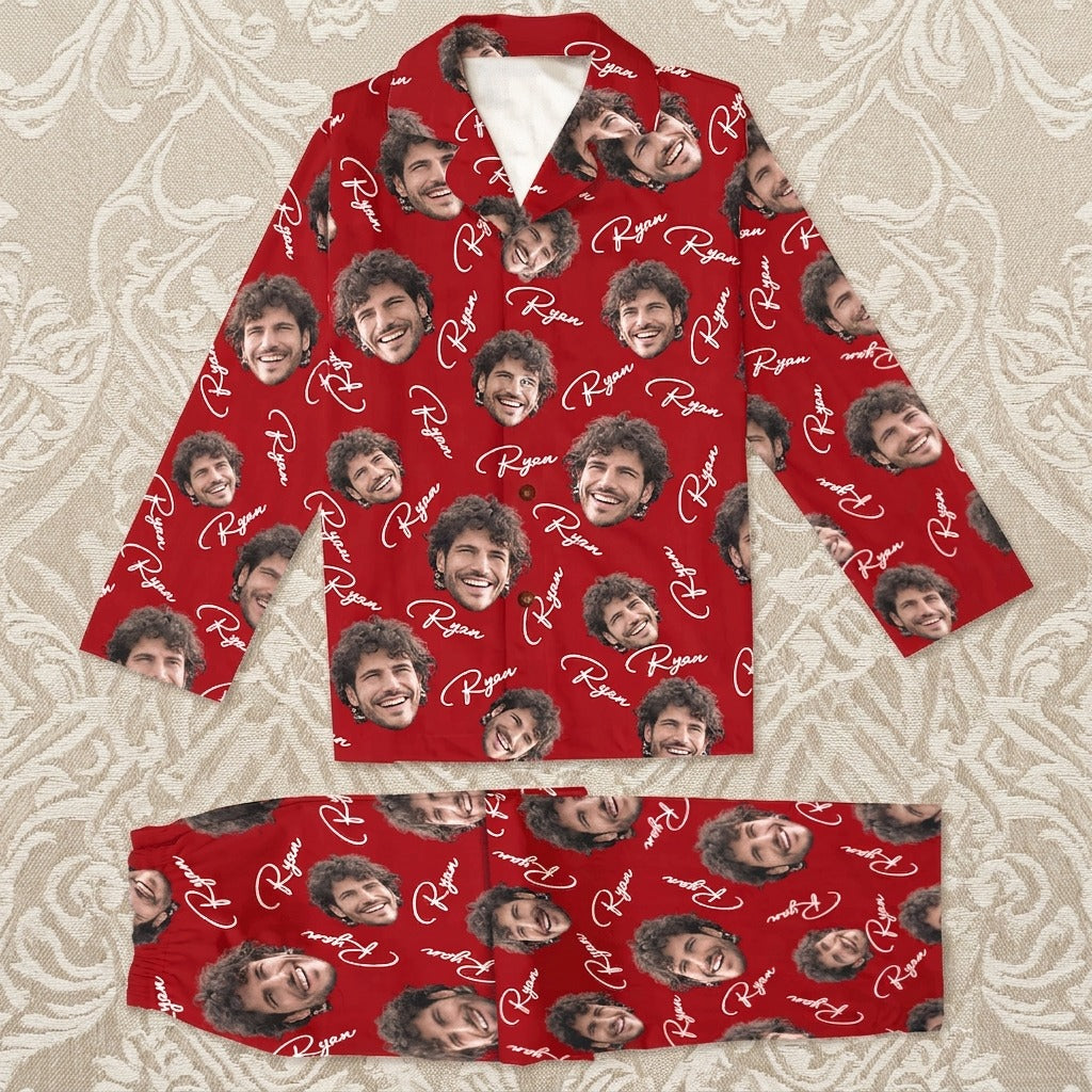 Custom Face and Name Family Matching Couple Pajamas