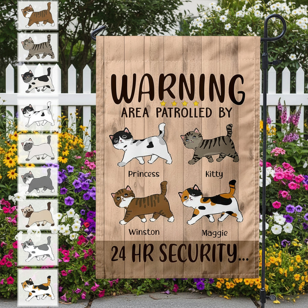 Area Patrolled 24Hr Security Cat Garden Flag HN590