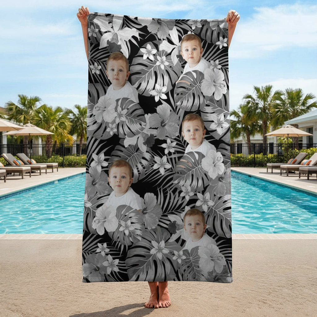 Custom Human Photo Tropical Style Beach Towel N304