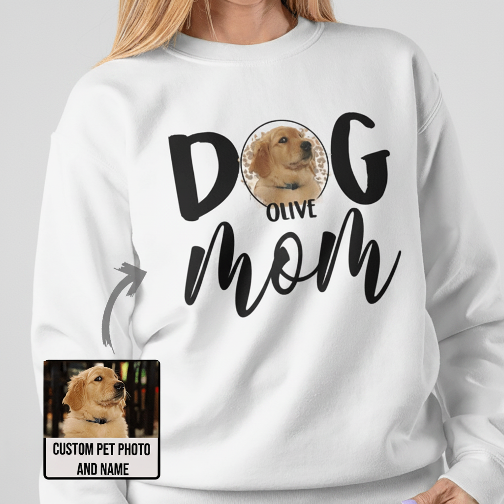 Custom Pet Face Dog Mom Sweatshirt