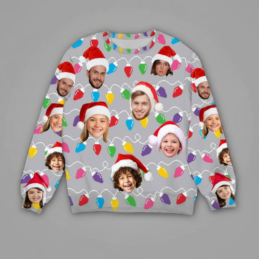 Custom Face Christmas Family Silly Xmas Leds AOP Ugly Sweats