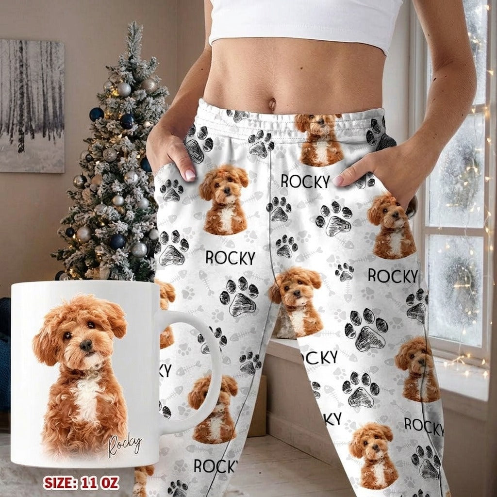 Custom Photo Dog Cat Paw For Dog Cat Lover Pajamas Christmas NKT1