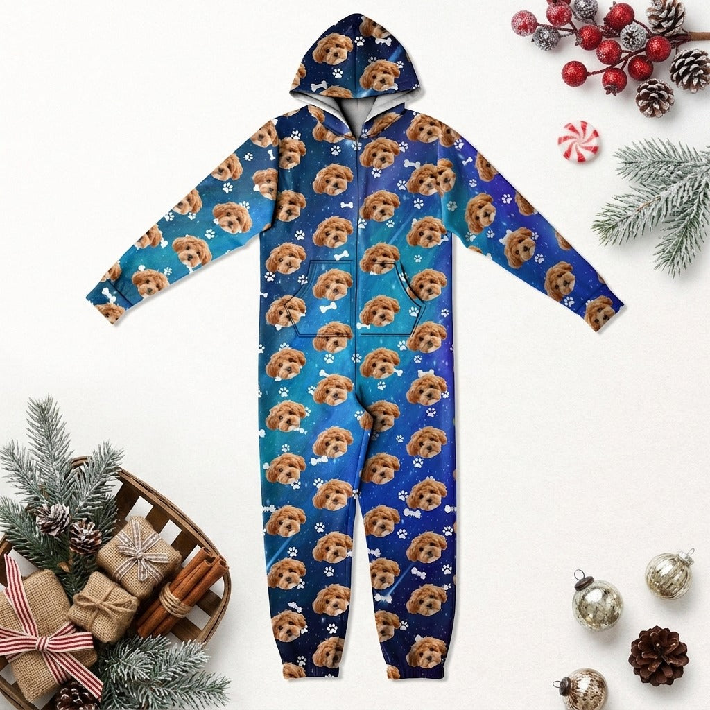 Custom Photo Galaxy Onesie Pajamas For Dog Lovers