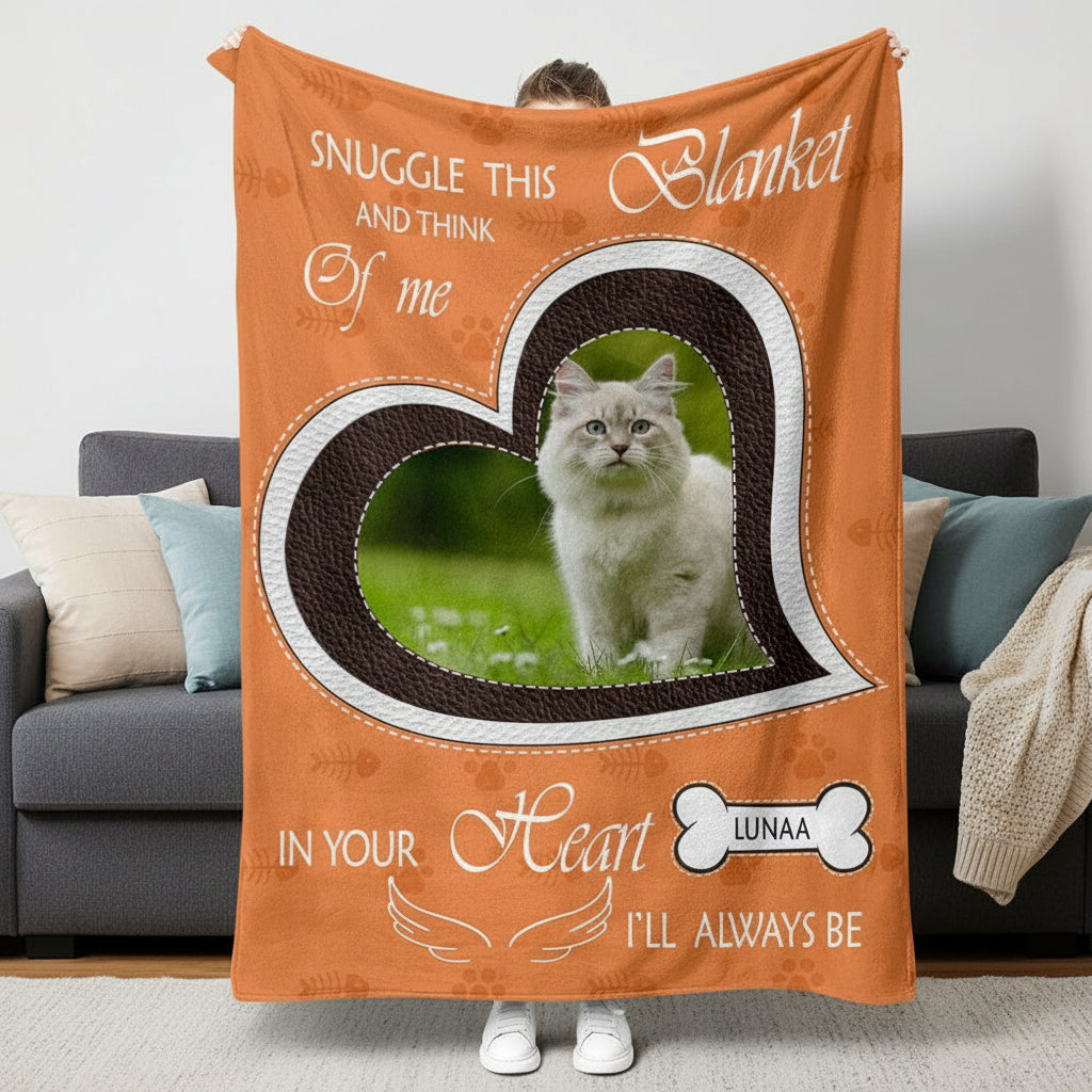 Custom Dog Cat Photo Snuggle This Blanket And Think Of Me Me