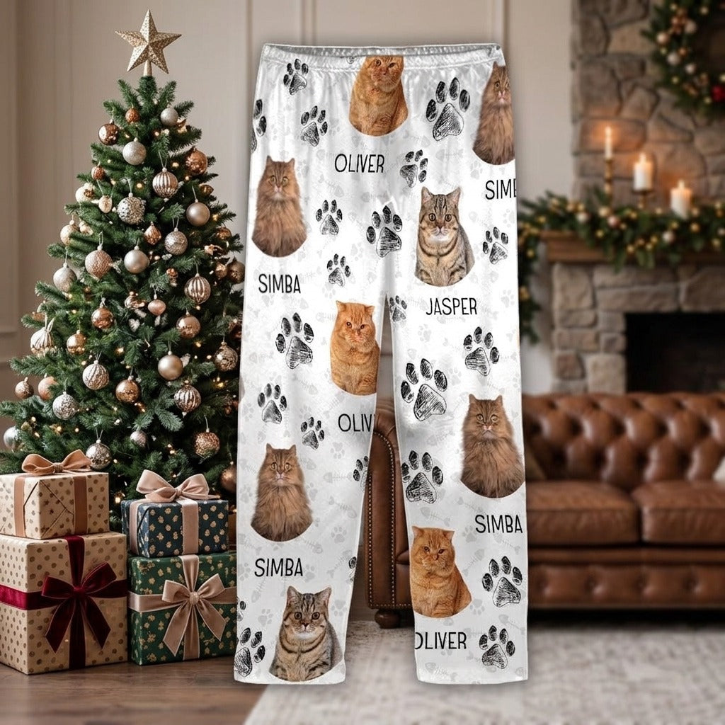 Custom Photo Dog Cat Paw For Dog Cat Lover Pajamas Christmas NKT1