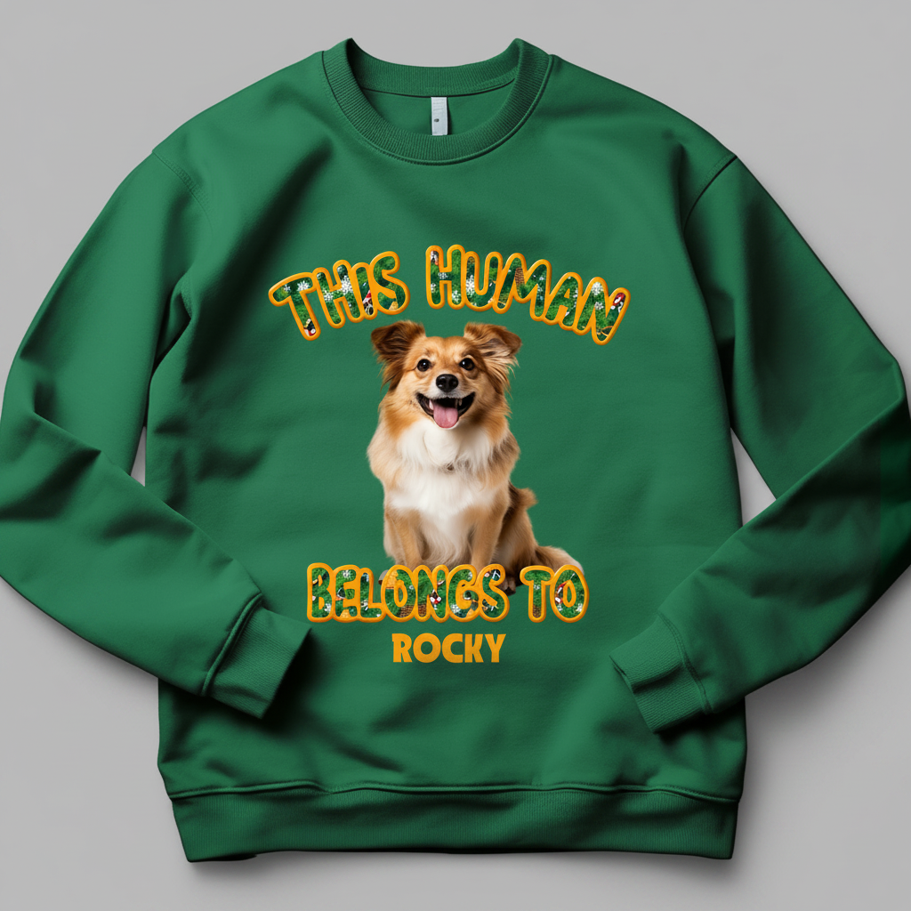 Custom Photo This Human Belongs To Dog Cat Sweatshirt TH10 8