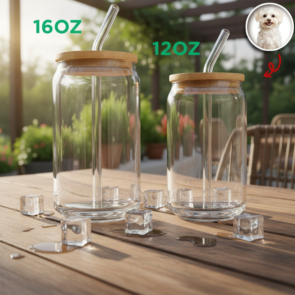 Custom Photo And Name Glass Can With Lid Gift