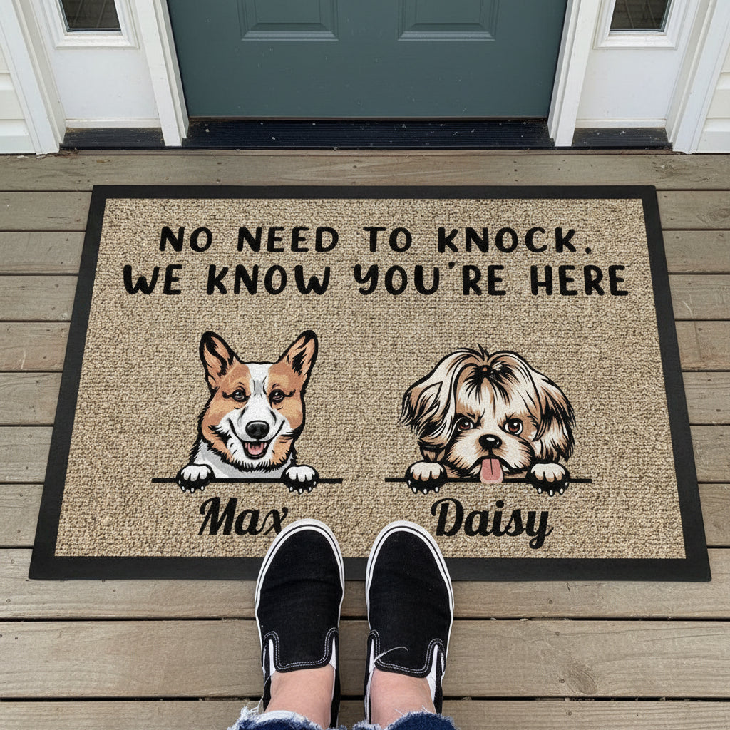 No Need To Knock Doormat, Dog Lover Gift, Custom Quotes HN59