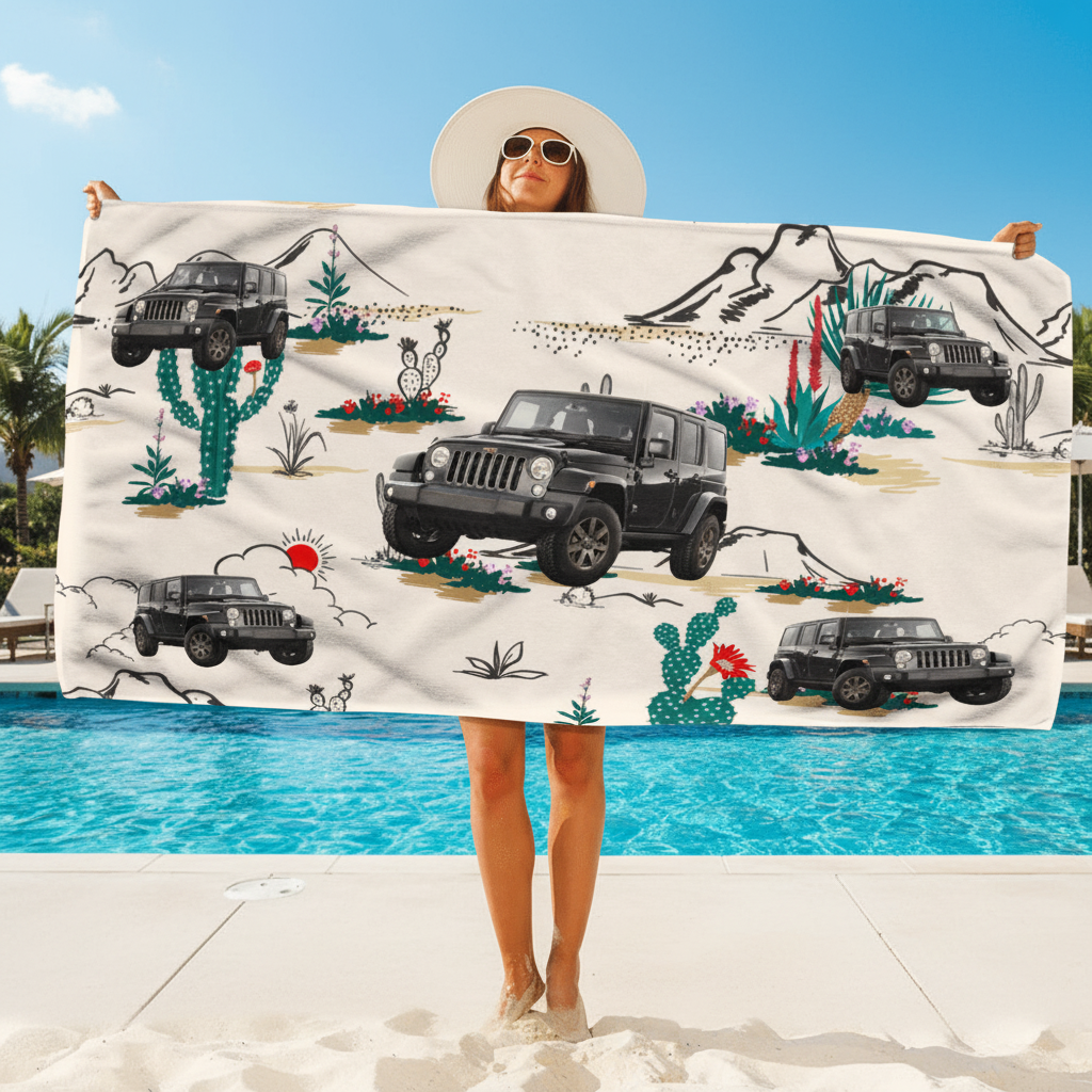 Custom Photo Car Beach Towel N304