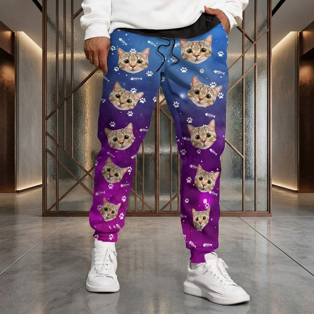 Custom Photo Dog Cat Galaxy Pet Sweatpants T368