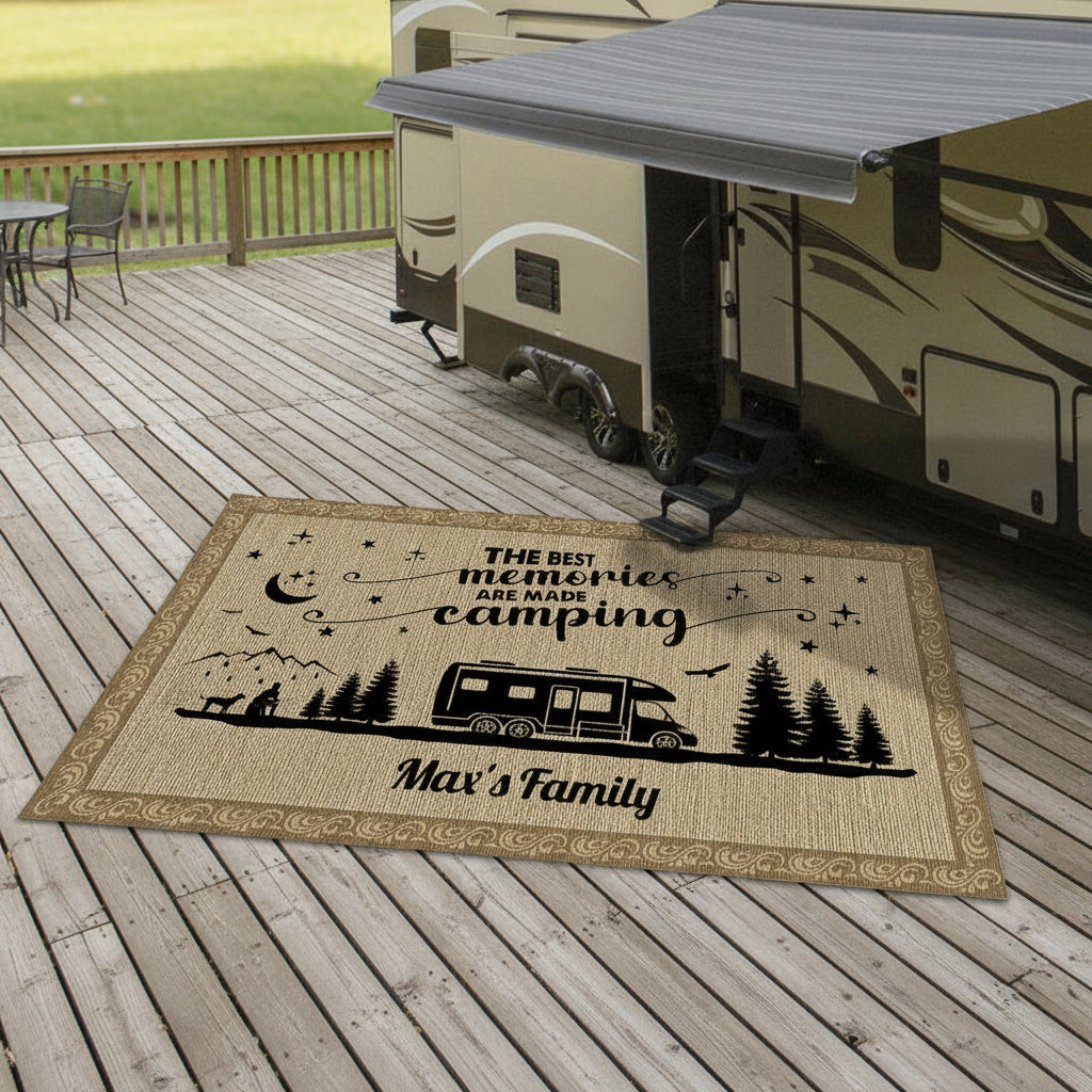 Happy Campers Camping Patio Rug, Patio Mat K228