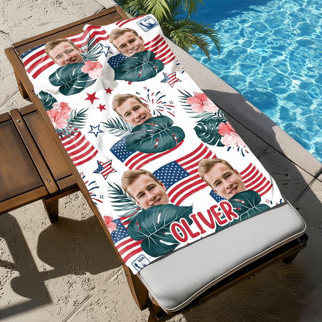 Custom Independence Day Photo Beach Towel CH07