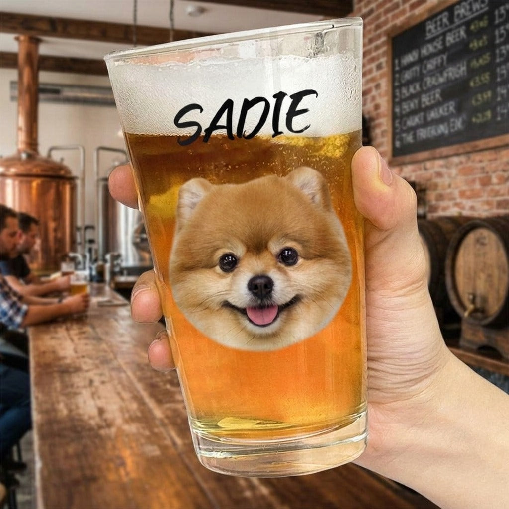 Custom Face Photo Dog Print Beer Glass