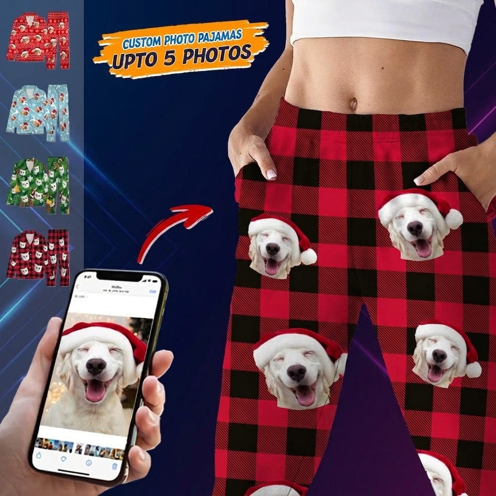 Custom Dog Photo Christmas Pajamas