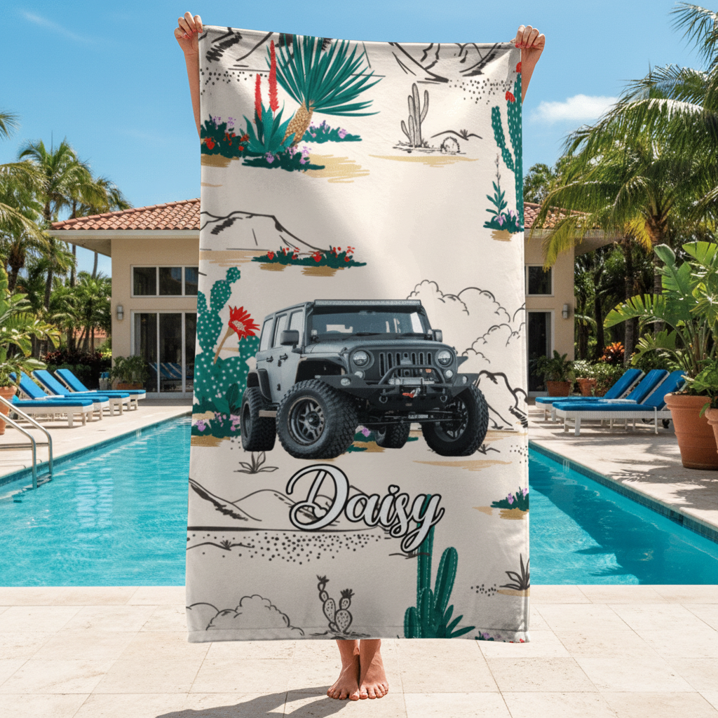 Custom Photo For Car Lover Beach Towel N304