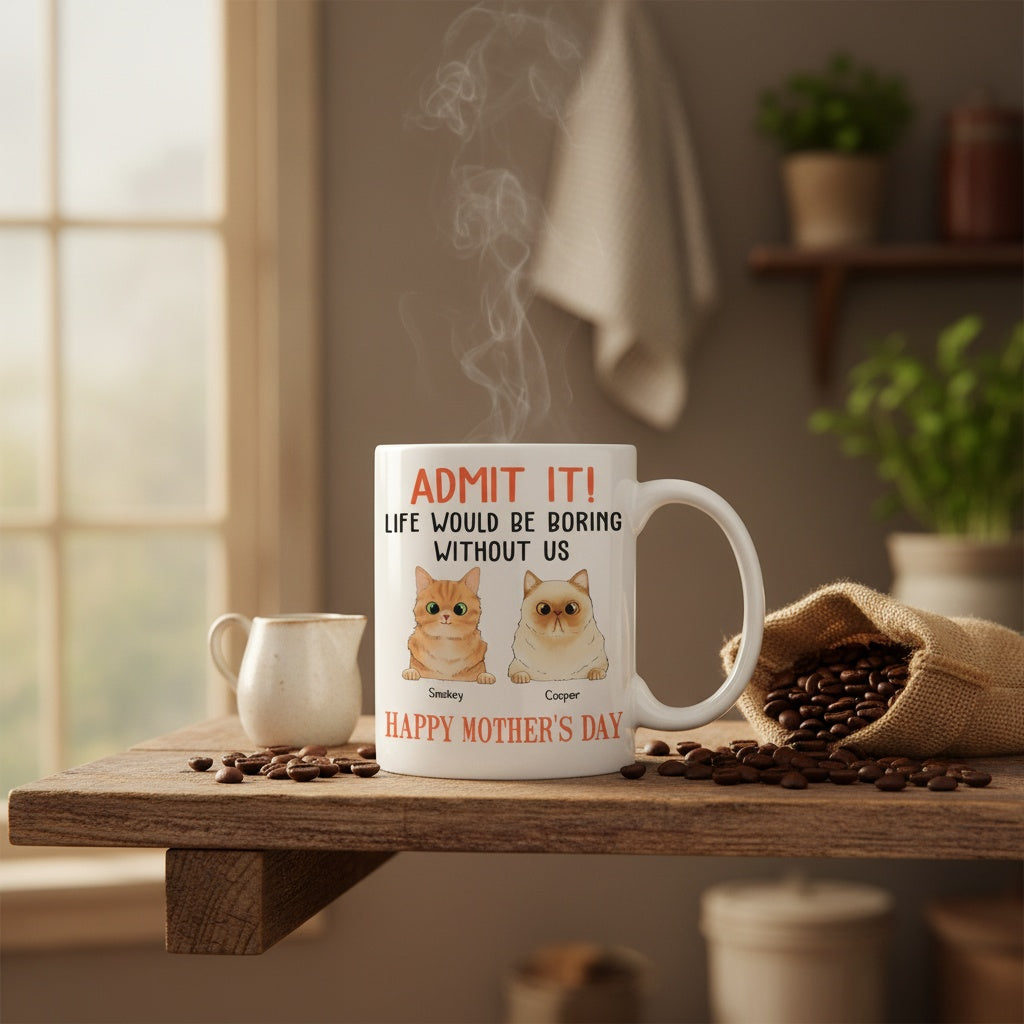 Happy Mother's Day Admit It! Life Would Be Boring Without Me Dog Cat Mug