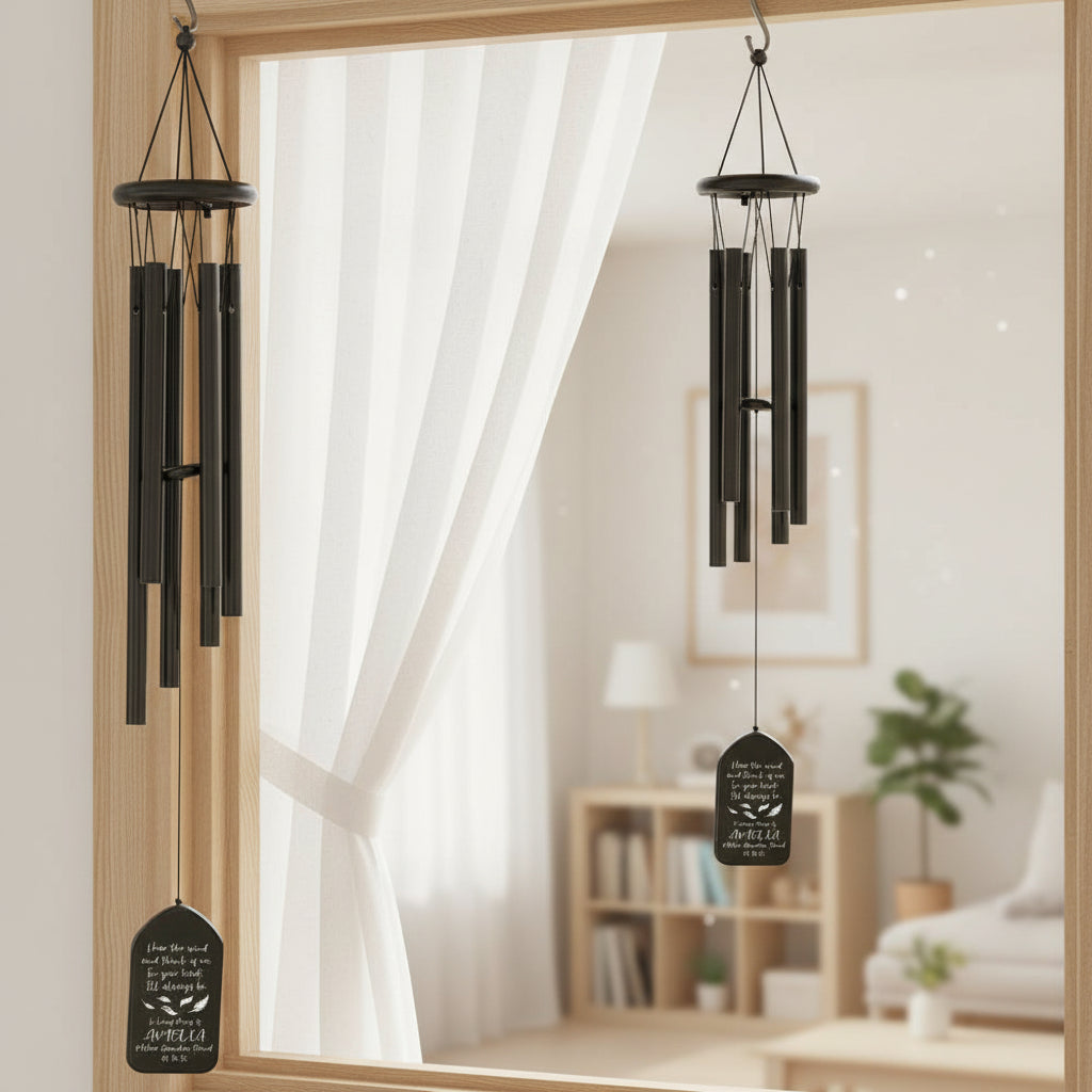 Custom Photo Hear The Wind And Think Of Me Wind Chimes