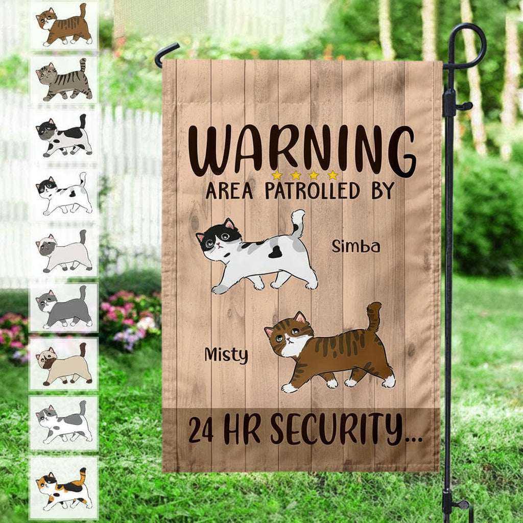 Area Patrolled 24Hr Security Cat Garden Flag HN590
