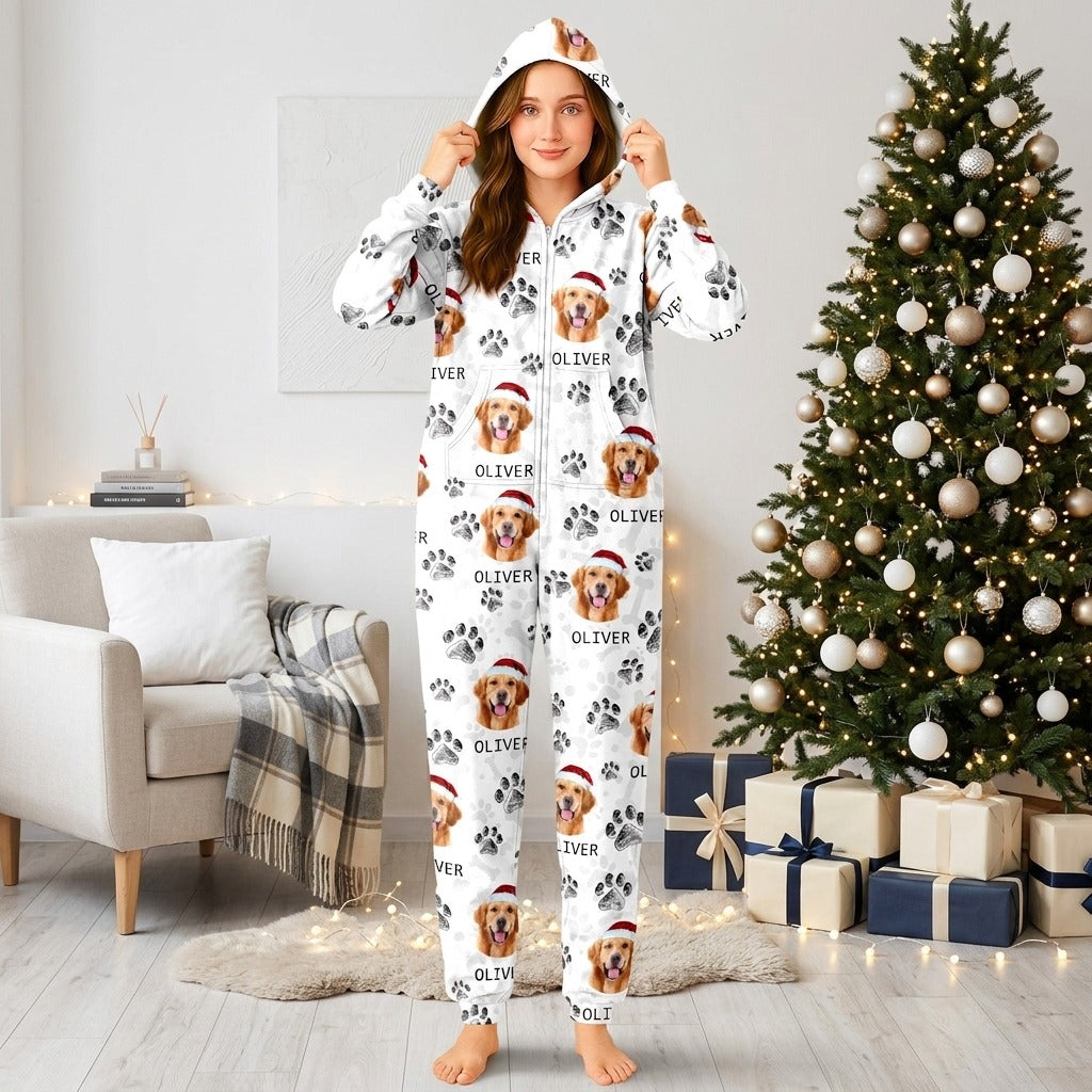 Custom Photo With Dog Cat Paw Onesie Pajamas For Dog Lovers