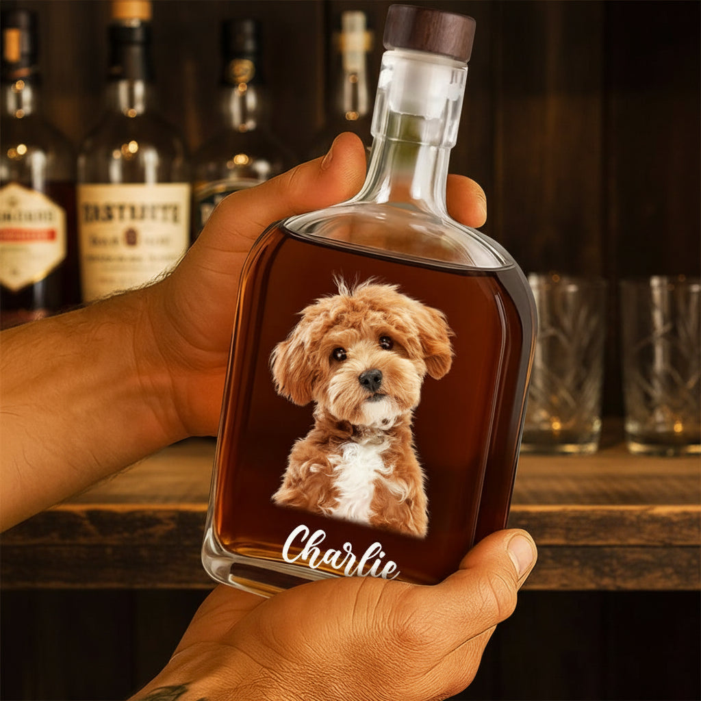 Custom Dog Photo Whiskey Bottle For Dog Lovers