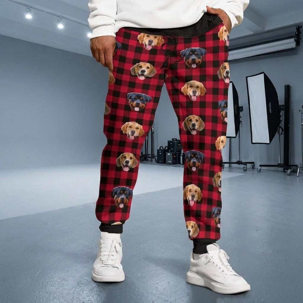 Custom Photo With Christmas Pattern Dog Cat For Men and Women Sweatpants