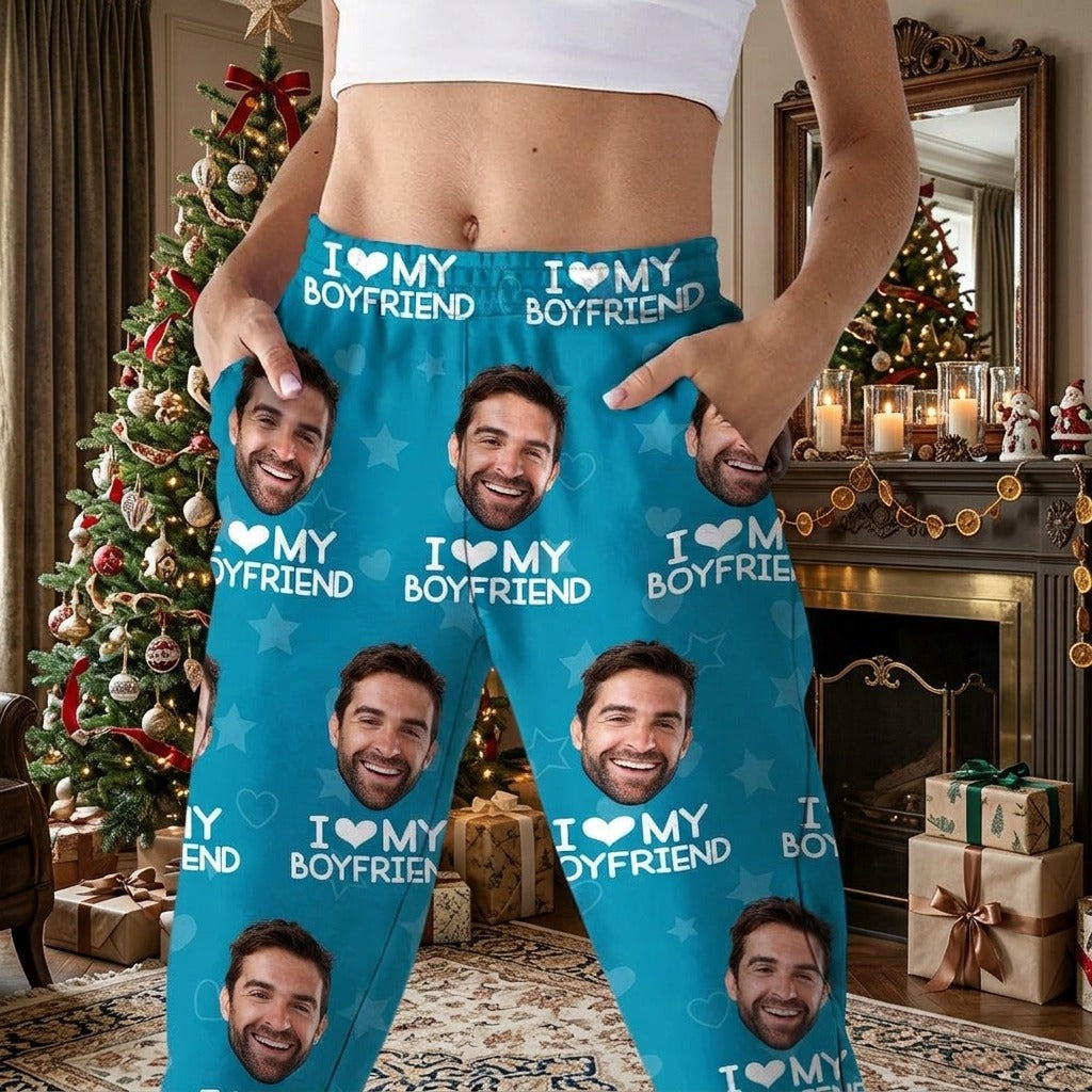 Custom Photo I Love My Girlfriend Boyfriend Pajamas Valentines Gift For Him Her Husband Wife