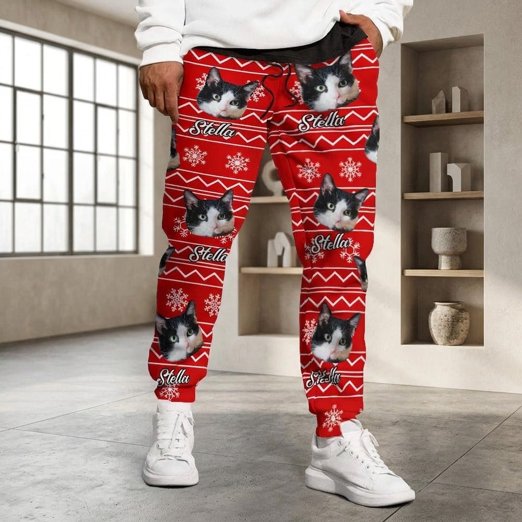 Custom Cat Photo With Colorful Background Sweatpants