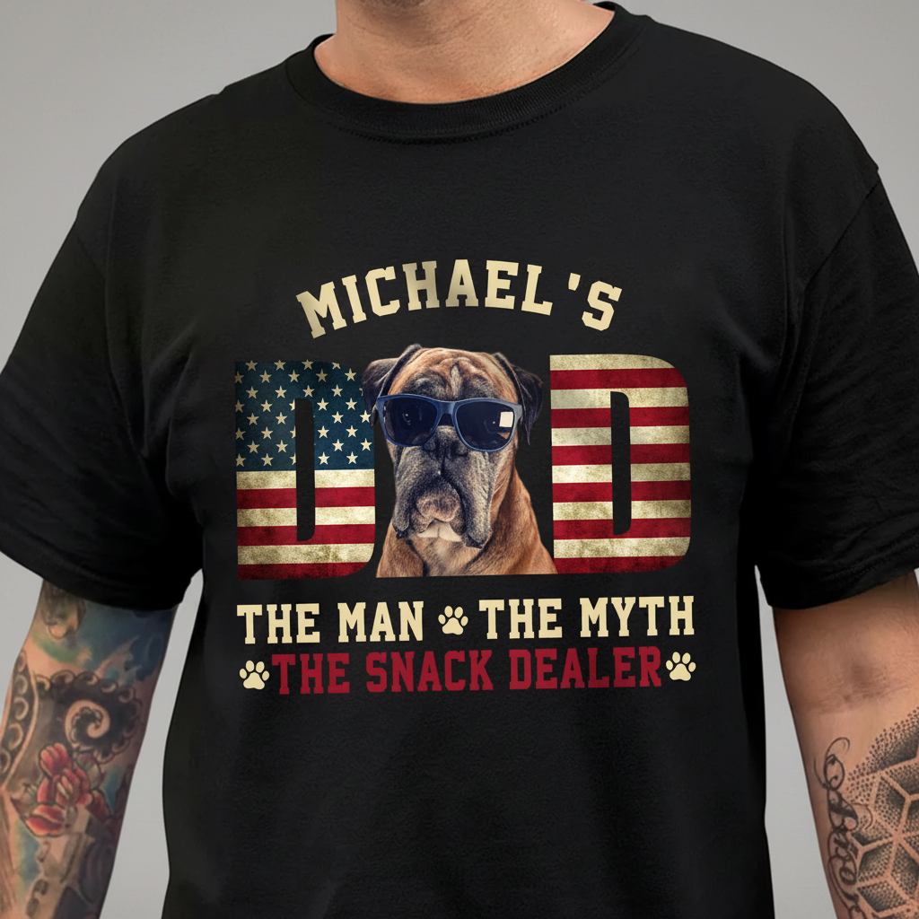 Custom Photo Dog - Dog's Dad The Man The Myth The Dealer Ame
