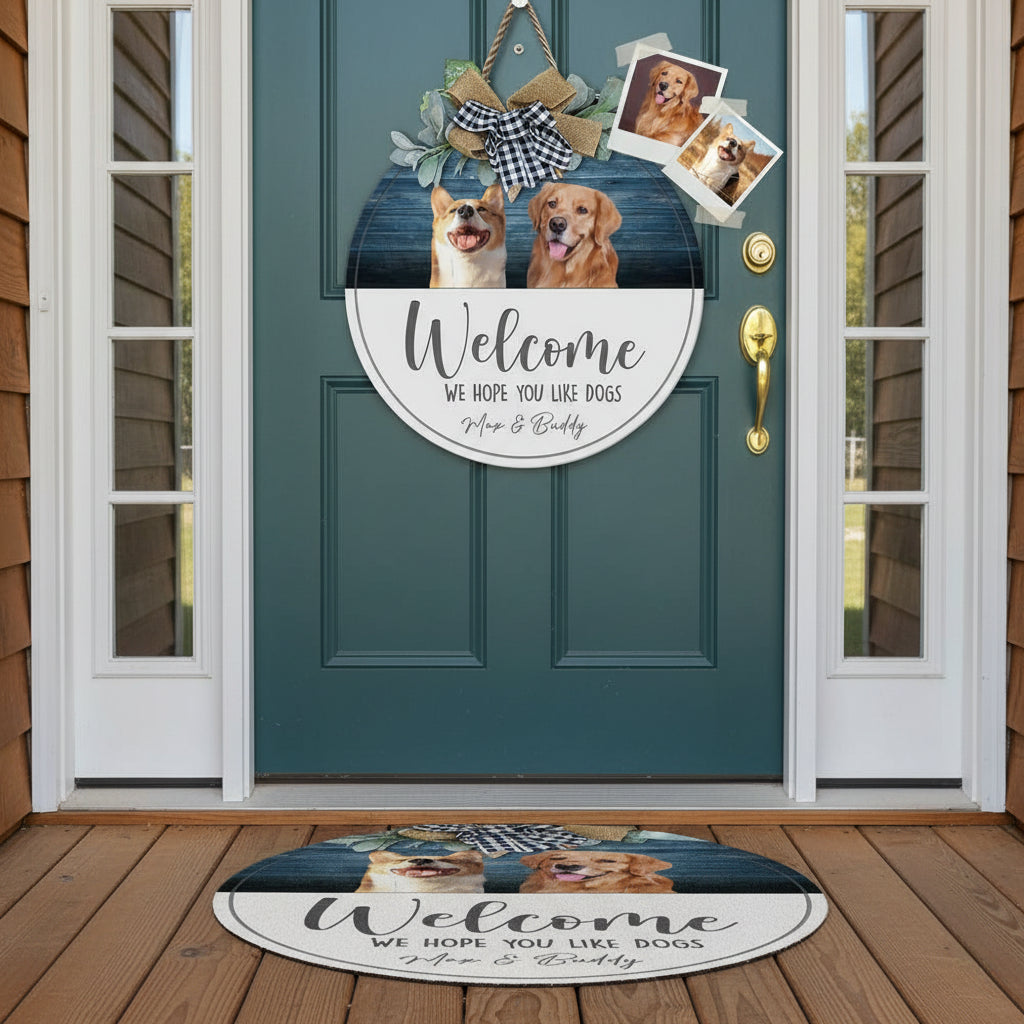 Hope you like Big Dog Wooden Door Sign With Wreath, Upload P