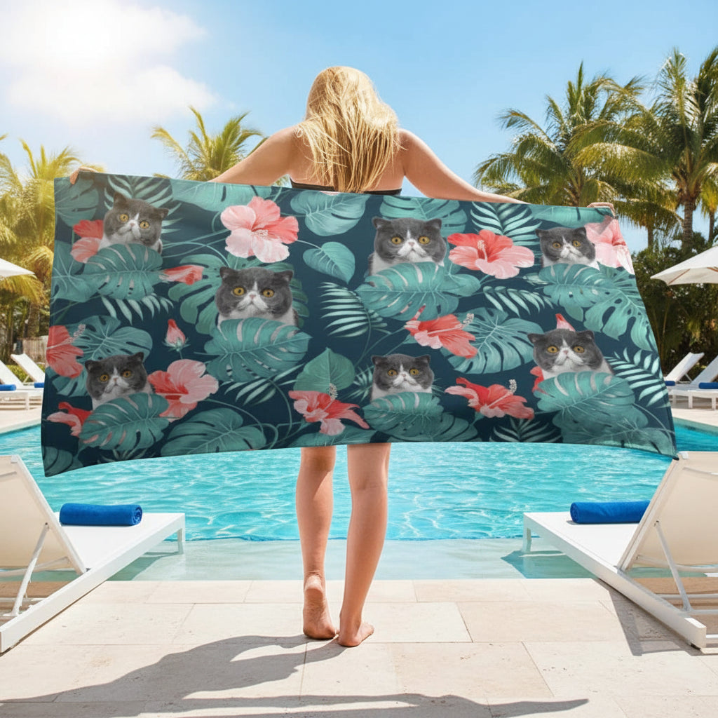 Custom Photo Cat Beach Towel TA29