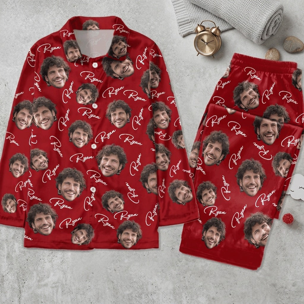 Custom Face and Name Family Matching Couple Pajamas