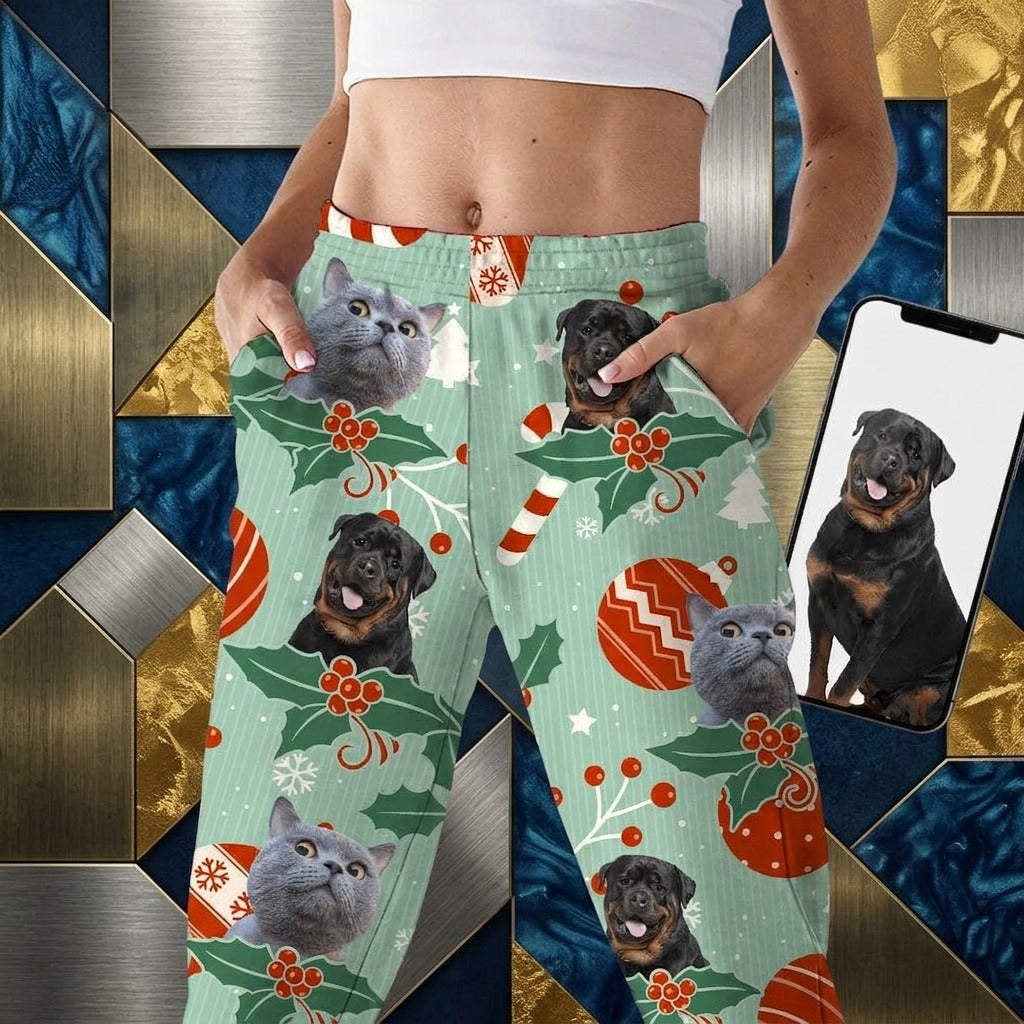 Custom Photo Christmas Dog Cat Pajamas